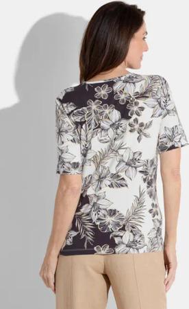 Shirt mit Blumenmuster - weiß / schwarz / pfirsich / gemustert - Gr. 23 von Goldner Fashion