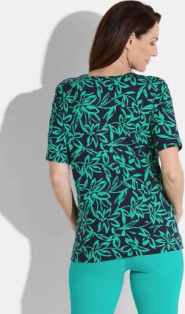 Shirt in farbintensivem Blumenmuster - marine / smaragd / gemustert - Gr. 38 von Goldner Fashion