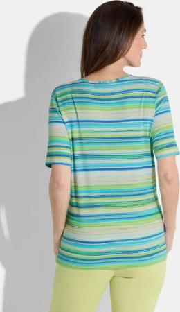 Jersey-Shirt mit Streifen - türkis / hellgrün / weiß - Gr. 38 von Goldner Fashion