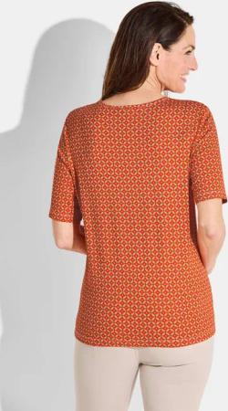 Jersey-Shirt im Minimalprint - orange / cremeweiß / gemustert - Gr. 54 von Goldner Fashion
