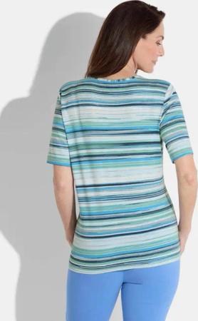 Jersey-Shirt mit Streifen - blau / mint / weiß / gemustert - Gr. 23 von Goldner Fashion