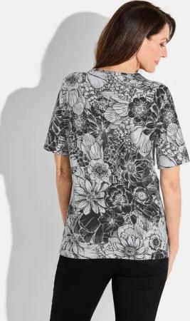 Shirt mit Blütenmuster - schwarz / weiß / gemustert - Gr. 40 von Goldner Fashion