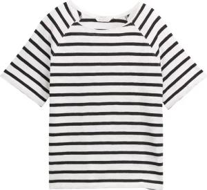 TOM TAILOR Damen Raglan T-Shirt mit Streifenmuster, schwarz, Gemustert, Gr. S