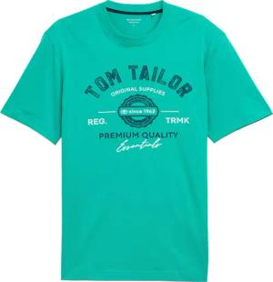 TOM TAILOR Herren T-Shirt mit Logo-Print, grün, Uni, Gr. M