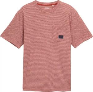 TOM TAILOR Herren T-Shirt mit Brusttasche, rot, Gestreift, Gr. XXL