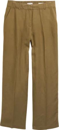 TOM TAILOR Damen TTLEA Wide Leg Hose mit Leinenanteil, grün, Uni, Gr. 38/32