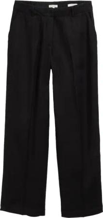 TOM TAILOR Damen TTLEA Wide Leg Hose mit Leinenanteil, schwarz, Uni, Gr. 36/32