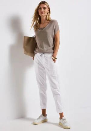 Street One Frauen Hose im Loose Fit in Weiß, Gr: 46