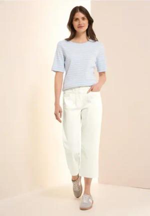 Cecil Damen Wide Leg Jeans in Weiß, Gr: 36