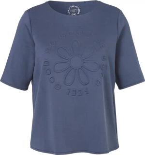 Halbarm-Sweatshirt mit Ton-in-Ton 3D Flower-Motiv