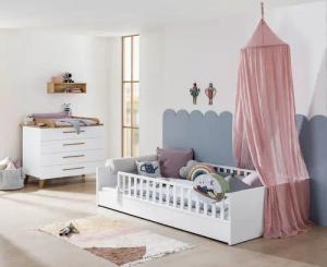PAIDI Kinderbett "LITTLE FLO, vom Baby bis zum Teeni, in mehreren Farben und Breiten", (Breite/Länge: 90x200cm + 120X200cm +140x200cm), umbaubar zum Kinder- oder Jugendbett, Bodenbett auch als Sofa nutzbar