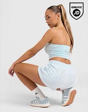 JUICY COUTURE Diamante JC Logo Shorts - Damen, Blue
