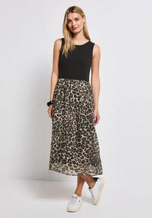 Street One Frauen Materialmix Kleid in Schwarz, Gr: 44