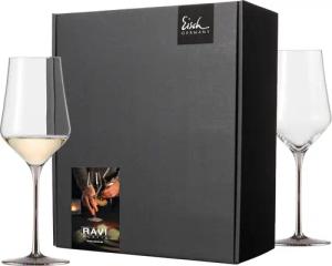 Eisch Germany Weißweinglas "RAVI PLATIN, Made in Germany", (Set, 2 tlg., 2 Weißweingläser im Geschenkkarton), in Handarbeit veredelt mit echtem Platin, 380ml, 2-teilig