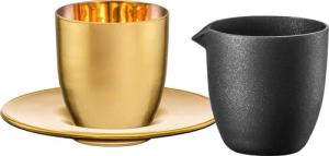 Eisch Germany Espressoglas "COSMO COLLECT Affogato-Set, Made in Germany", (Set, 3 tlg., Espressoglas, Untertasse und Kännchen im Geschenkkarton), mit Untertasse und Kännchen, Handarbeit mit 24karätigem Gold veredelt