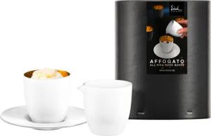 Eisch Germany Espressoglas "COSMO PURE WHITE", (Set, 3 tlg., Espressoglas, Untertasse und Kännchen im Geschenkkarton), in Handarbeit mit 24karätigem Gold veredelt, 100 ml, Made in Germany