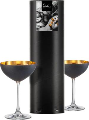 Eisch Germany Dessertschale "COSMO GOLD, 250 ml", 2 tlg., aus Kristallglas, mit 24karätigem Gold veredelt, schwarzem Stein-Look versiegelt