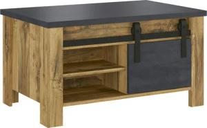 Home affaire Couchtisch "York, Beistelltisch, Wohnzimmertisch mit Scheunentorbeschlag", mit Ablagemöglichkeiten, in Hunton Oak und Anthrazit