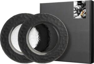 Eisch Germany Teller "KAYA BLACK", (Set, 2 St.), Veredelung im Schiefer-Look, im Geschenkkarton, Ø 23 cm
