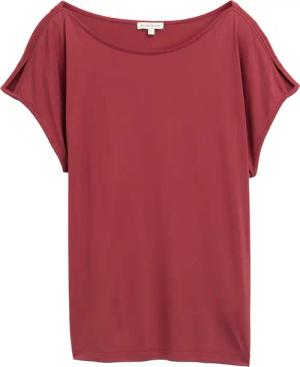 TOM TAILOR Damen T-Shirt mit Cut-Outs, rot, Uni, Gr. XS
