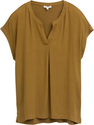TOM TAILOR Damen Blusenshirt im Material-Mix, grün, Uni, Gr. XS