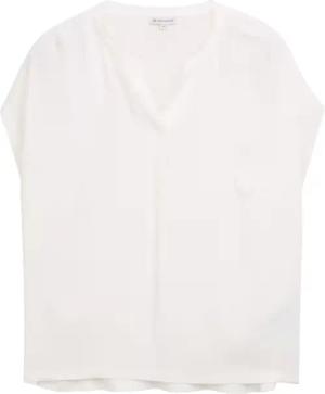TOM TAILOR Damen Plus Size - Blusenshirt im Material-Mix, weiß, Uni, Gr. 48
