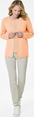 Kaschmirstrickjacke mit Rundhalsausschnitt - pfirsich - Gr. 24 von Goldner Fashion