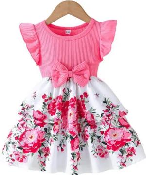 Lapastyle A-Linien-Kleid Baby Sommerkleid mit Rüschen, Süßes Party-Druckkleid (1-tlg) Lagenkleid mit Schleifen