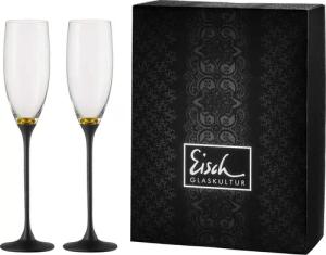 Eisch Germany Sektglas "Champagner Exklusiv", (Set, 2 tlg.), Echtgoldauflage, Teilveredelung in Steinoptik, 180 ml, 2-teilig