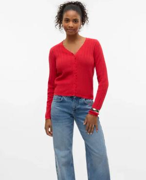 Vero Moda Strickjacke "VMLUXLIGHT POINTELLE LS V-NECK CARDIGAN"