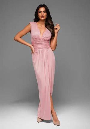 OMBRE Abendkleid Elegantes langes Abendkleid mit tiefem V-Ausschnitt und Beinschlitz