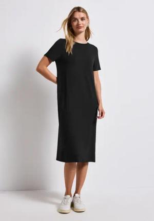Street One Frauen Kleid mit Schlitzdetail in Schwarz, Gr: 38