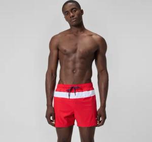 Jetstream Gestreifte Badeshorts 40 cm in Colourblock-Optik Rot/Weiß für Herren
