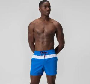 Jetstream Gestreifte Badeshorts 40 cm in Colourblock-Optik Blau/Weiß für Herren