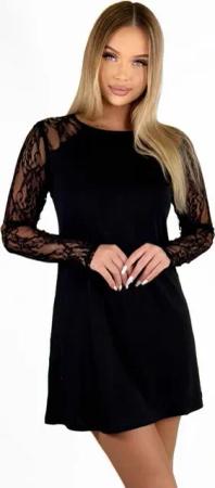 Mississhop Langarmshirt Stilvolles Damen-Longshirt Tunika mit Spitzenärmeln 2001