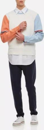 Thom Browne - 4 Bar Stripe Cotton Crewneck Pullover - Größe 3 - bunt