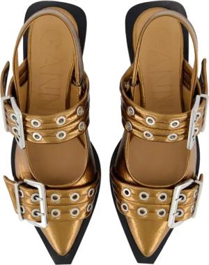GANNI Hohe Schuhe - Dames Chunky Buckle Ballerina Brons - Gr. 39 (EU) - in Schwarz - für Damen
