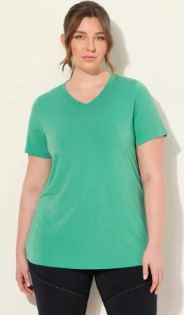 Ulla Popken T-Shirt Funktionsshirt antibakteriell V-Ausschnitt Halbarm
