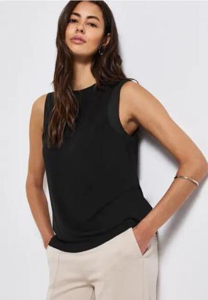 Street One Frauen Top mit Chiffondetails in Schwarz, Gr: 36