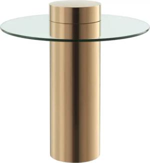 Kayoom Beistelltisch "Ontario 125, Runde Glasplatte aus Sicherheitsglas, 100% Edelstahl", (1 St.), Minimalistisches Design, Säulengestell, pflegeleicht