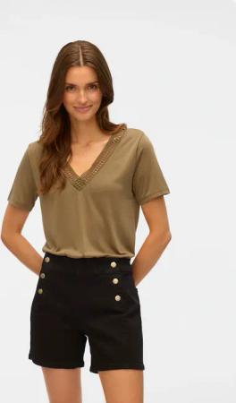 Vero Moda Kurzarmshirt "VMSAVANNAH LACE 2-WAY SS TOP JRS"