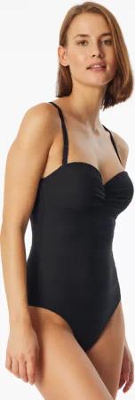 Badeanzug Jersey recycelt Streifen schwarz - Aqua 40C