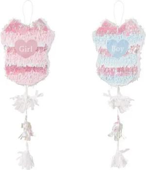 partydeco Pinata, Piñata Strampler mit Boy und Girl Herzmotiv 30x35x8cm zum Befüllen