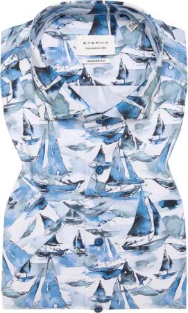 MODERN FIT Hemd in blau bedruckt