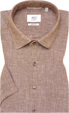 MODERN FIT Linen Shirt in caramell unifarben
