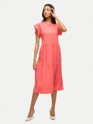 Vila Kleid für den Alltag Summer 14087542 Korallenfarben Loose Fit