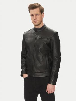 Serge Pariente Lederjacke Retro Schwarz Slim Fit