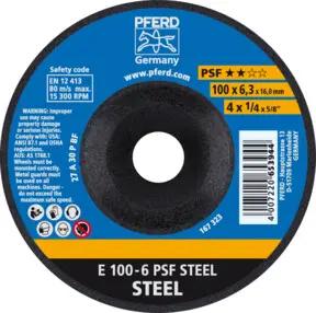 PFERD Schruppscheibe E 100x6,3x16 mm Universallinie PSF STEEL für Stahl