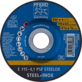 PFERD Schruppscheibe E 115x4,1x22,23 mm Universallinie PSF STEELOX für Stahl/Edelstahl