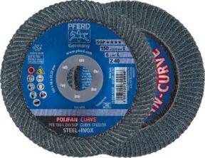 PFERD POLIFAN CURVE Fächerscheibe PFR 150x22,23 mm Breite L Z40 SGP STEELOX für Stahl/Edelstahl